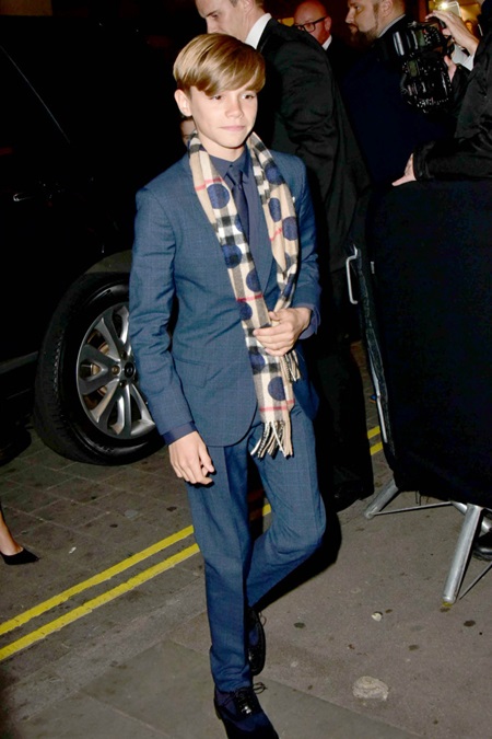 - London, Britain - 11/3/2015 - The Burberry Festive Film Premiere - Outside Arrivals -PICTURED: Romeo Beckham -PHOTO by: Nils Jorgensen/startraksphoto.com -NJOv_248308 Editorial - Rights Managed Image - Please contact www.startraksphoto.com for licensing fee Startraks Photo New York, NY For licensing please call 212-414-9464 or email sales@startraksphoto.com Image may not be published in any way that is or might be deemed defamatory, libelous, pornographic, or obscene. Please consult our sales department for any clarification or question you may have. Startraks Photo reserves the right to pursue unauthorized users of this image. If you violate our intellectual property you may be liable for actual damages, loss of income, and profits you derive from the use of this image, and where appropriate, the cost of collection and/or statutory damages.