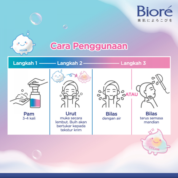 Membersih Wajah Sambil Menanggalkan Solekan Sewaktu Mandi Dengan Biore Whip Foam to Cream Speedy Makeup Remover