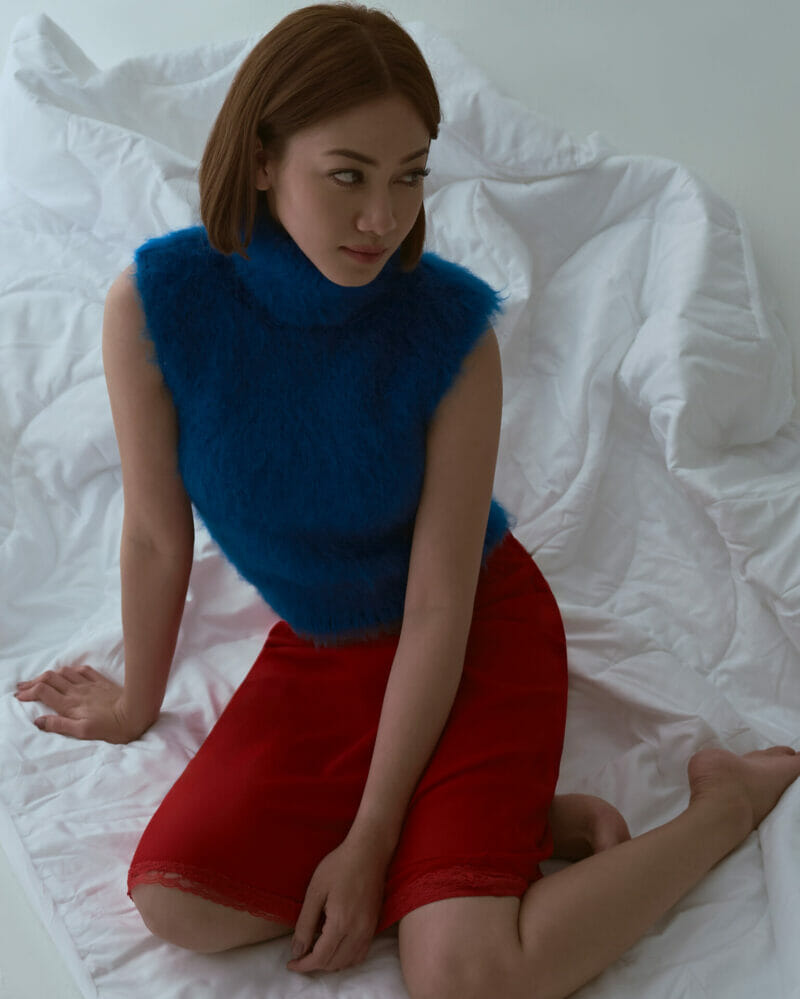 Baju panas wool dan skirt sutera, GUCCI